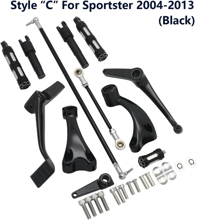 FENGREN Motorcycle Forward Controls Complete Kit Pegs Levers Linkages For Harley 2004-2013 Sportster XL 883 1200 Forty Eight XL883 XL1200 Black - Image 3